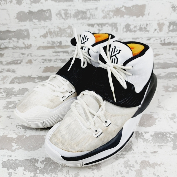 Nike Kyrie 6 White Black Lace Up Logo Basketball Mid Top Sneakers V783 - Picture 2 of 12